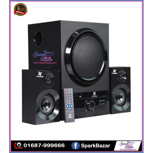 Xtreme E209BU 2:1 Bluetooth Black Speaker With Remote
